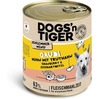 Dogs'n Tiger Schlemmermenü für Hunde 6 x 800 g - Huhn mit Truthahn, Cranberrys und Süßkartoffel von Dogs'n Tiger
