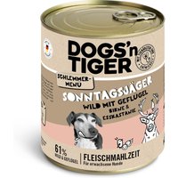 Dogs'n Tiger Schlemmermenü für Hunde 6 x 800 g - Wild mit Geflügel, Birne, Hirse und Esskastanie von Dogs'n Tiger