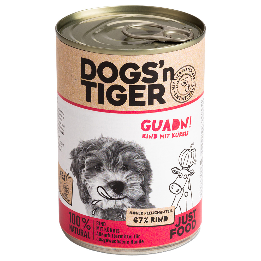 Sparpaket Dogs'n Tiger Adult 12 x 400 g - Rind & Kürbis Sparpaket Dogs'n Tiger Adult 12 x 400 g - Rind & Kürbis von Dogs'n Tiger
