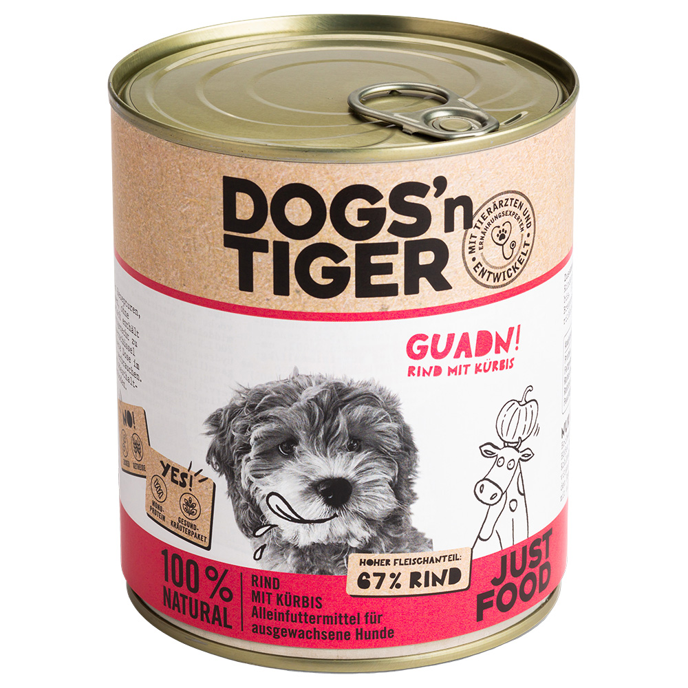 Sparpaket Dogs'n Tiger Adult 12 x 800 g - Rind & Kürbis Sparpaket Dogs'n Tiger Adult 12 x 800 g - Rind & Kürbis von Dogs'n Tiger