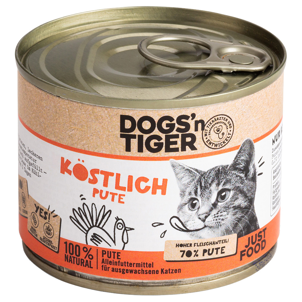 Sparpaket Dogs'n Tiger Adult Cat 12 x 200 g - Köstlich Pute von Dogs'n Tiger