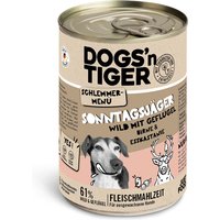 Sparpaket Dogs'n Tiger Schlemmermenü für Hunde 12 x 400 g - Wild mit Geflügel mit Birne, Hirse und Esskastanie von Dogs'n Tiger