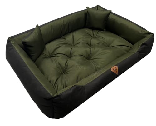 Dogs4Life New Hundebett XXL | Hundebett groß Hunde | Hundebett mittelgroße Hunde | Hundebett kleine Hunde | Hundekissen | Outdoor Hundebett | Wasserabweisend (L, Khaki) von Dogs4Life