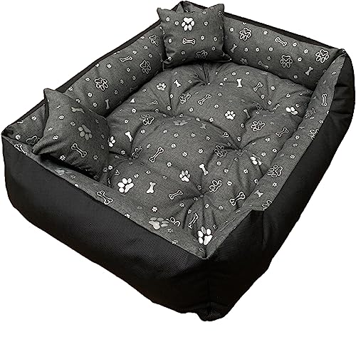 Dogs4Life Hundebett XXL | Hundebett groß Hunde | Hundebett mittelgroße Hunde | Hundebett kleine Hunde | Hundekissen | Outdoor Hundebett | Wasserdicht | S 75 x 65 cm Silberne Pfoten von Dogs4Life