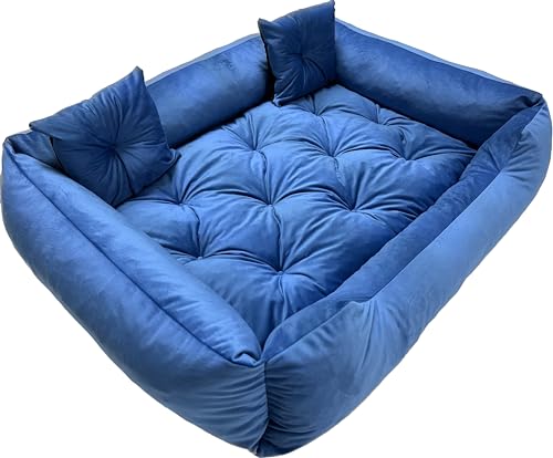 Dogs4Life Hundebett XXL | Groß, Mittelgroß, Klein | Hundekissen | Outdoor | Wasserabweisend (S, Blaues Velours) von Dogs4Life