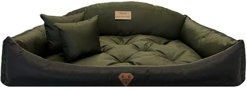 Dogs4Life Waschbar Orthopädisches Hundebett Hundekissen Hundesofa Hundekorb für Kleine Mittelgroße Grosse Hunde S - XXL Personalisiert mit Namen (L, Khaki) von Dogs4Life