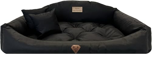 Dogs4Life Waschbar Orthopädisches Hundebett Hundekissen Hundesofa Hundekorb für Kleine Mittelgroße Grosse Hunde S - XXL Personalisiert mit Namen (L, Schwarz) von Dogs4Life