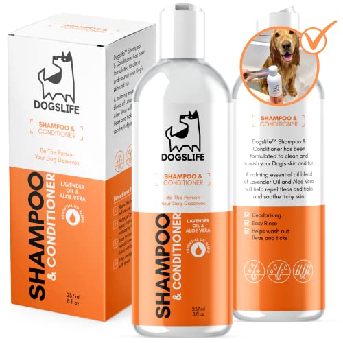 Hundeshampoo Conditioner | All-in-One natürliche Hundewäsche | Beruhigt trockene und juckende Haut | Lavendel und Kamille | sanfte Formel für empfindliche Haut und Welpen Hundeshampoo Conditioner | All-in-One natürliche Hundewäsche | Beruhigt trockene und juckende Haut | Lavendel und Kamille | sanfte Formel für empfindliche Haut und Welpen von DogsLife