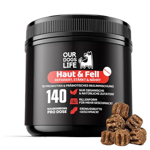 Skin & Coat Premium Nahrungsergänzung für Hunde | 140 Tabletten | Für gesunde Haut und glänzendes Fell | Made in UK | DogsLife von DogsLife