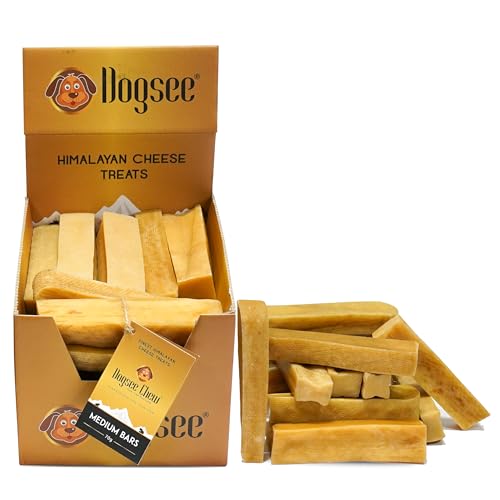 Dogsee Himalayan Dog Chews Medium 25 Count Yak Chews | Smoke Dried | Long Lasting Healthy Treats for Aggressive Chewers | Helps Fight Plaque & Tartar | SRP Box von Dogsee