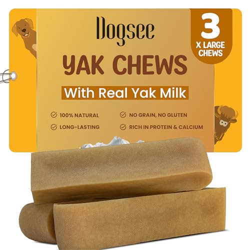 Dogsee Original Himalaya-Yak-Käse Hundekausnacks 0,5 kg (XL - 3 Kaugummi) | Hundekauartikel Rohlederfrei | Bekämpfung von Plaque & Zahnstein | Hundekauartikel langlebig | Hundekauartikel zur von Dogsee
