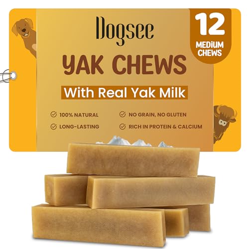 Dogsee Original Himalaya Yak Kausnacks für Hunde 0,9 kg (Medium - 12 Riegel) | 100% natürlich | Hundeleckerli gesund | kein Getreide, kein Gluten | Zahnreinigung von Dogsee