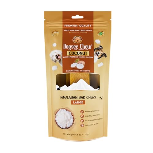 Dogsee Vegetarian Coconut Chew Bone - 130g(Large - 1 Chews) Himalayan Chews for Dogs | Smoke Dried Natural Chew Bars | Chew Sticks for Dogs| with Fat Separated Real Coconut von Dogsee