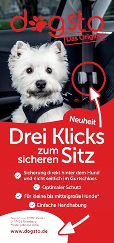 Dogsto Hunde Sicherheitsgurt für jedes Auto mit mittiger Befestigung am Sicherheitsgurt - Ideale Sitzposition von Dogsto