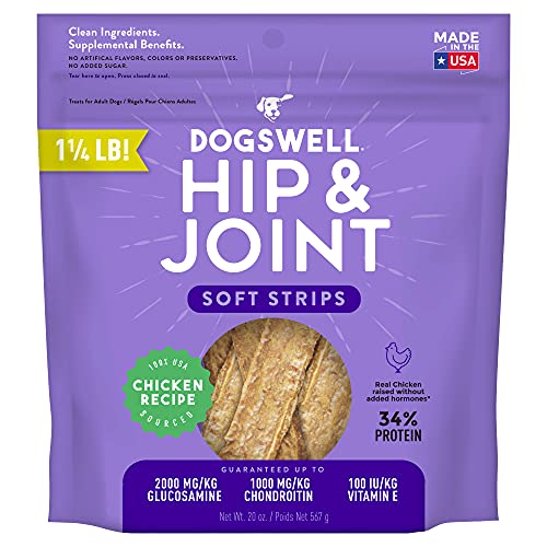 Dogswell Hip and Joint Blend Soft Strips Chicken Flavor Dog Jerky 20 Ounces von Dogswell