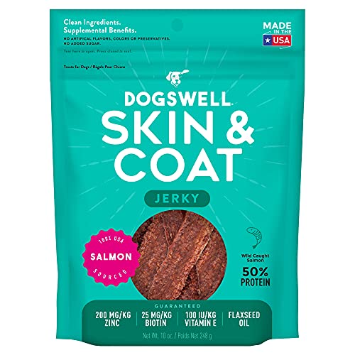Dogswell Skin and Coat Blend Salmon Dog Jerky 10 Ounces von Dogswell