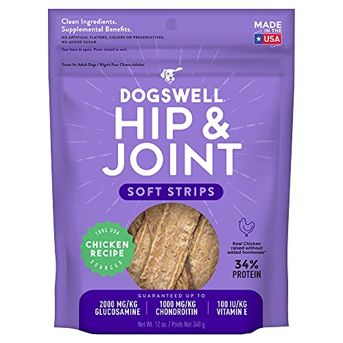 Dogswell Soft Strips Hip and Joint Support Chicken Flavor Dog Treats 12 Ounces von DOGSWELL