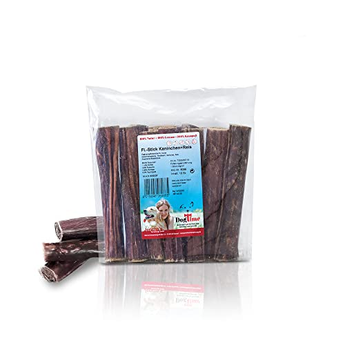 Dog Time Tiernahrung Fleischstick mit Reis & Kaninchen Geschmack 10er 290g getrocknet I Hundeleckerli fürs Hundetraining oder unterwegs I Hunde Leckerlis ohne Zucker von Dogtime