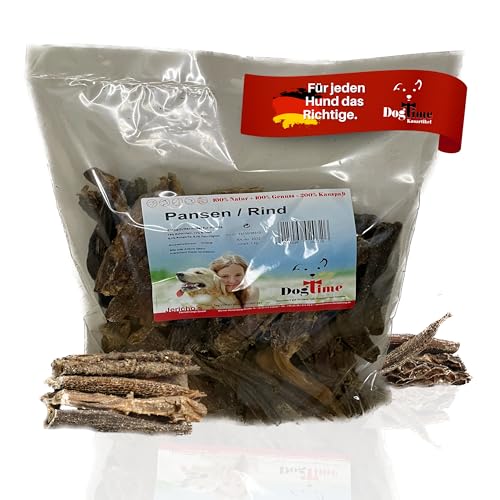 Dog Time Tiernahrung Pansen 1000g getrocknet I Gesunder Kausnack aus 100% Rind für Hunde I Hundeleckerli mit vielen wertvollen Vitaminen & ohne Zucker von Dogtime