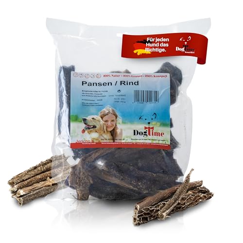 Dog Time Tiernahrung Pansen 500g getrocknet I Gesunder Kausnack aus 100% Rind für Hunde I Hundeleckerli ohne Zucker & Zusatzstoffe von Dogtime