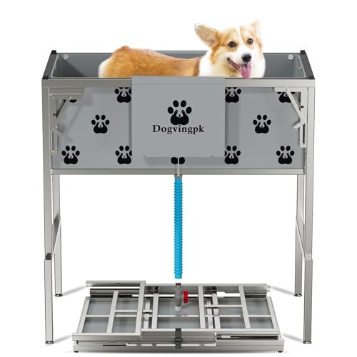 Dogvingpk Faltbare erhöhte Hundebadewanne mit Abfluss, 136 kg Kapazität, tragbare Haustierdusche, Waschstation zum Baden, Pflegen, für kleine, mittelgroße und große Hunde, für den Innen- und Dogvingpk Faltbare erhöhte Hundebadewanne mit Abfluss, 136 kg Kapazität, tragbare Haustierdusche, Waschstation zum Baden, Pflegen, für kleine, mittelgroße und große Hunde, für den Innen- und von Dogvingpk