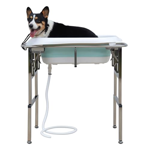 Dogvingpk Hundebadewanne und erhöhte, zusammenklappbare, tragbare Waschstation für kleine und mittelgroße Hunde, Katzen, Haustiere, Baden, Dusche, Fellpflege (mittel) von Dogvingpk