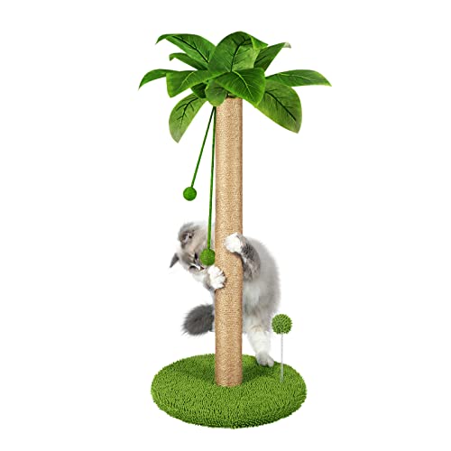 Dohump Kratzstamm, 78cm Kratzsäule für Katzen, Natürlichem Sisalseil Kratzbaum, Zwei Interaktiven Hängenden Bällen und Frühling Spielzeugball für Kätzchen und Katzen im Haus von Dohump