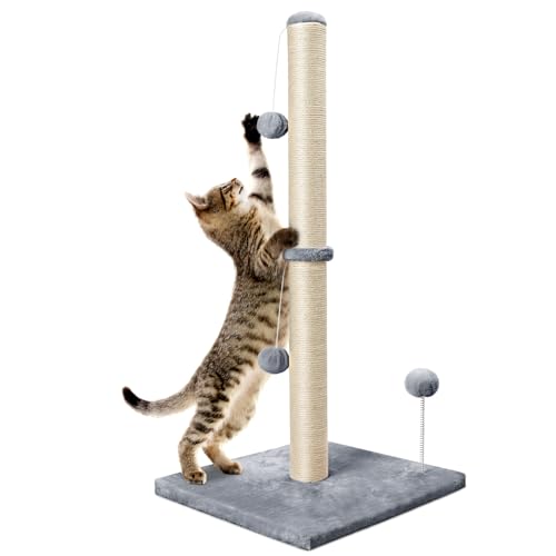 Dohump Kratzstamm, 84cm Kratzsäule für Katzen mit Ultimate Natürlichem Sisalseil, Kratzbaum für Kätzchen, Grau von Dohump