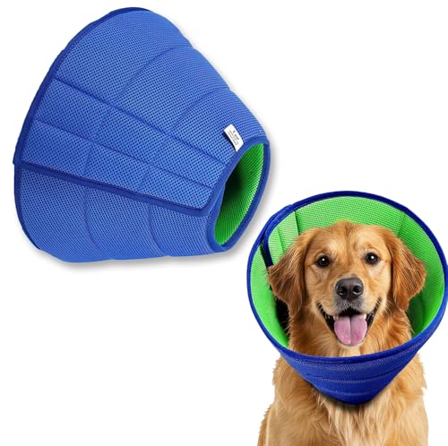 Verstellbares Spay/Neuter Recovery Hals- und Kopfhalsband, weiches Hundehalsband für große/mittelgroße/kleine Haustiere (Blau, L) von Dojavop