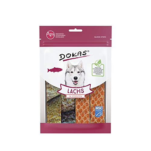 Dokas Dog Lachs in Streifen100 g (Menge: 8 je Bestelleinheit) von Dokas