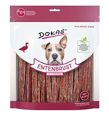 Dokas 7 x 500g Entenbrust in Streifen Vorratspack Hundesnack von Dokas