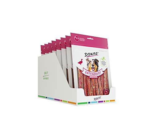 DOKAS Getreidefreier Premium Snack in Streifen für Hunde – Aus Entenbrustfilet, 250 g (8er Pack) von Dokas
