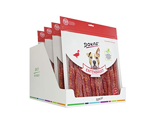 DOKAS Getreidefreier Premium Snack in Streifen für Hunde – Aus Entenbrustfilet, 900 g (4er Pack) von Dokas