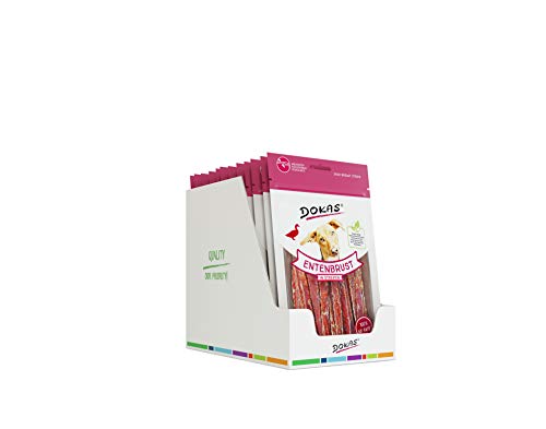 DOKAS Getreidefreier Premium Snack in Streifen für Hunde – Aus Entenbrustfilet set of 12 x 70g von Dokas