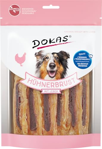 DOKAS Getreidefreier Premium Snack mit Hühnerbrust für Hunde – Ideal für zwischendurch, 8er Pack (8x220 g) von Dokas