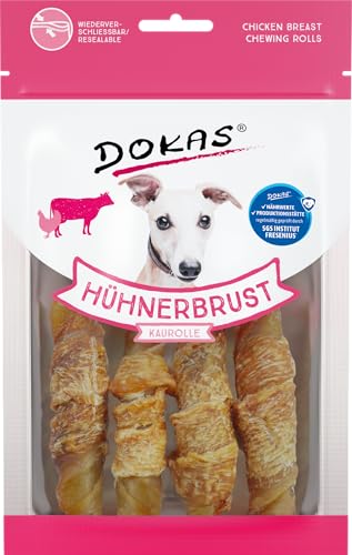 DOKAS Hühnerbrust Kaurolle – Getreidefreier Premium Kausnack für Hunde – Ideal für zwischendurch – 10 x 90 g von Dokas