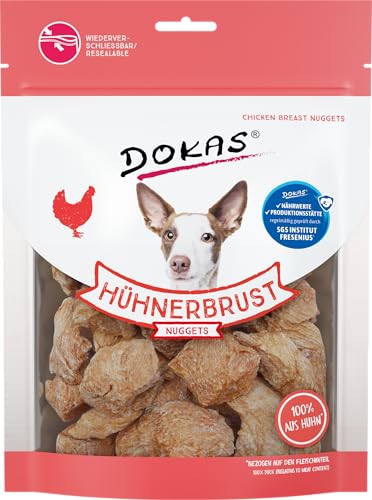 DOKAS Hühnerbrust Nuggets – Gefriergetrocknete Premium Nuggets für Hunde – Idealer Snack für zwischendurch – 10 x 110 g von Dokas