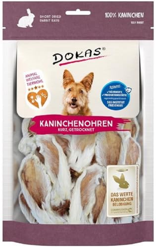 DOKAS - Kaninchenohren mit Fell getrocknet kurz 7er Pack (7 x 100g) von Dokas