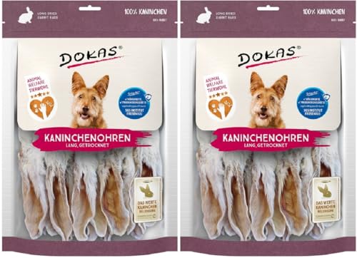 DOKAS - Kaninchenohren mit Fell getrocknet lang 2er Pack (2 x 180g) von Dokas