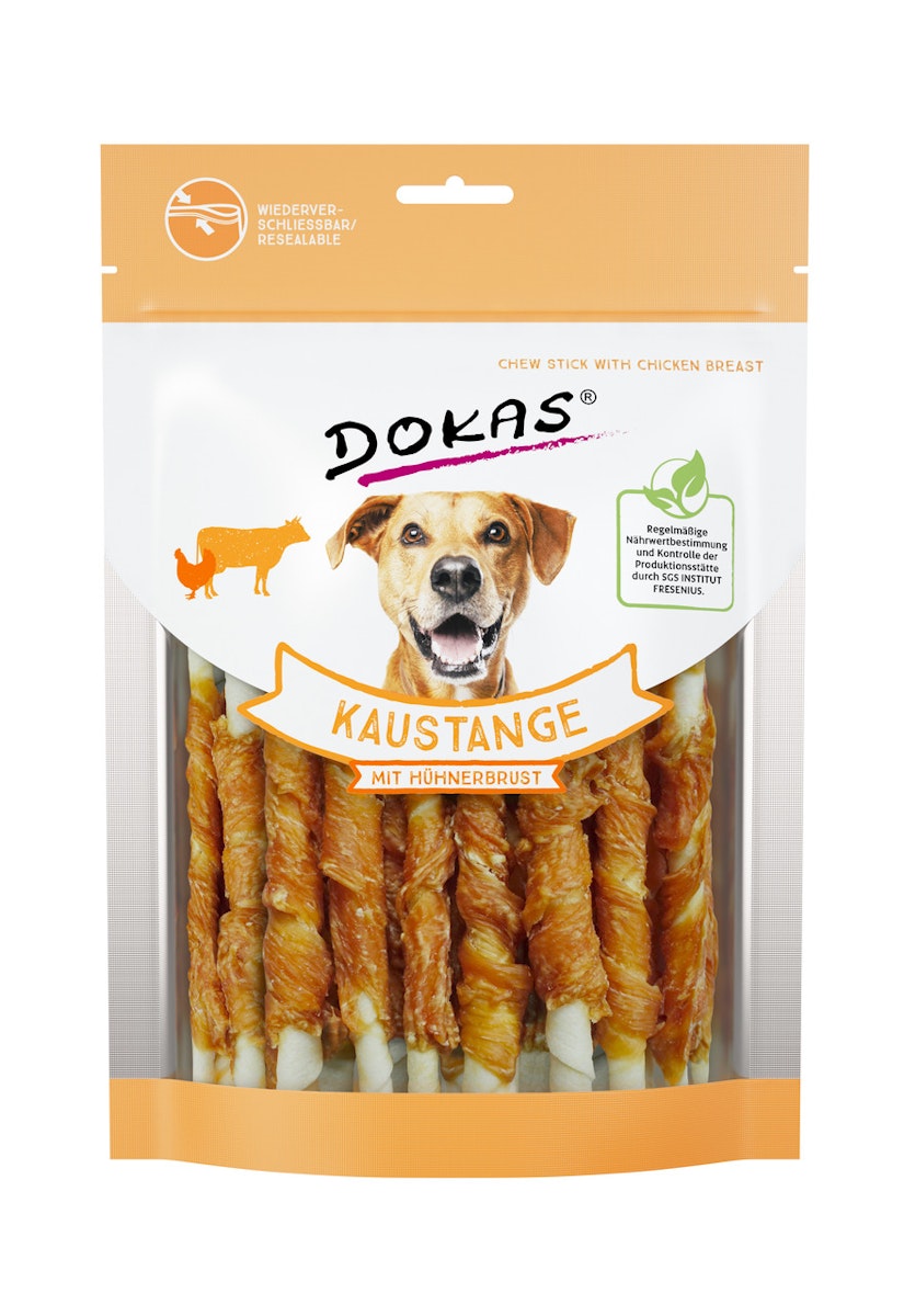 DOKAS Kaustange mit Hühnerbrust Hundesnack von Dokas