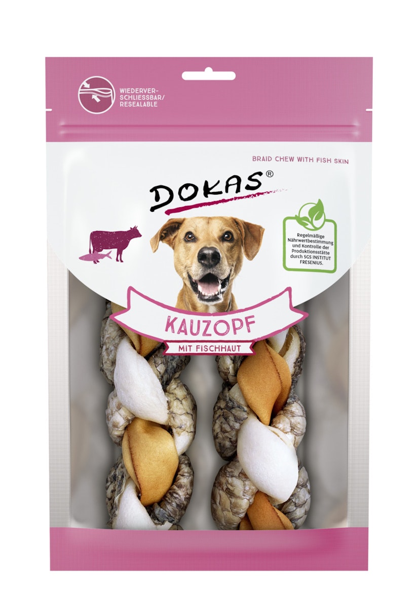 DOKAS Kauzopf mit Fischhaut Hundesnacks von Dokas