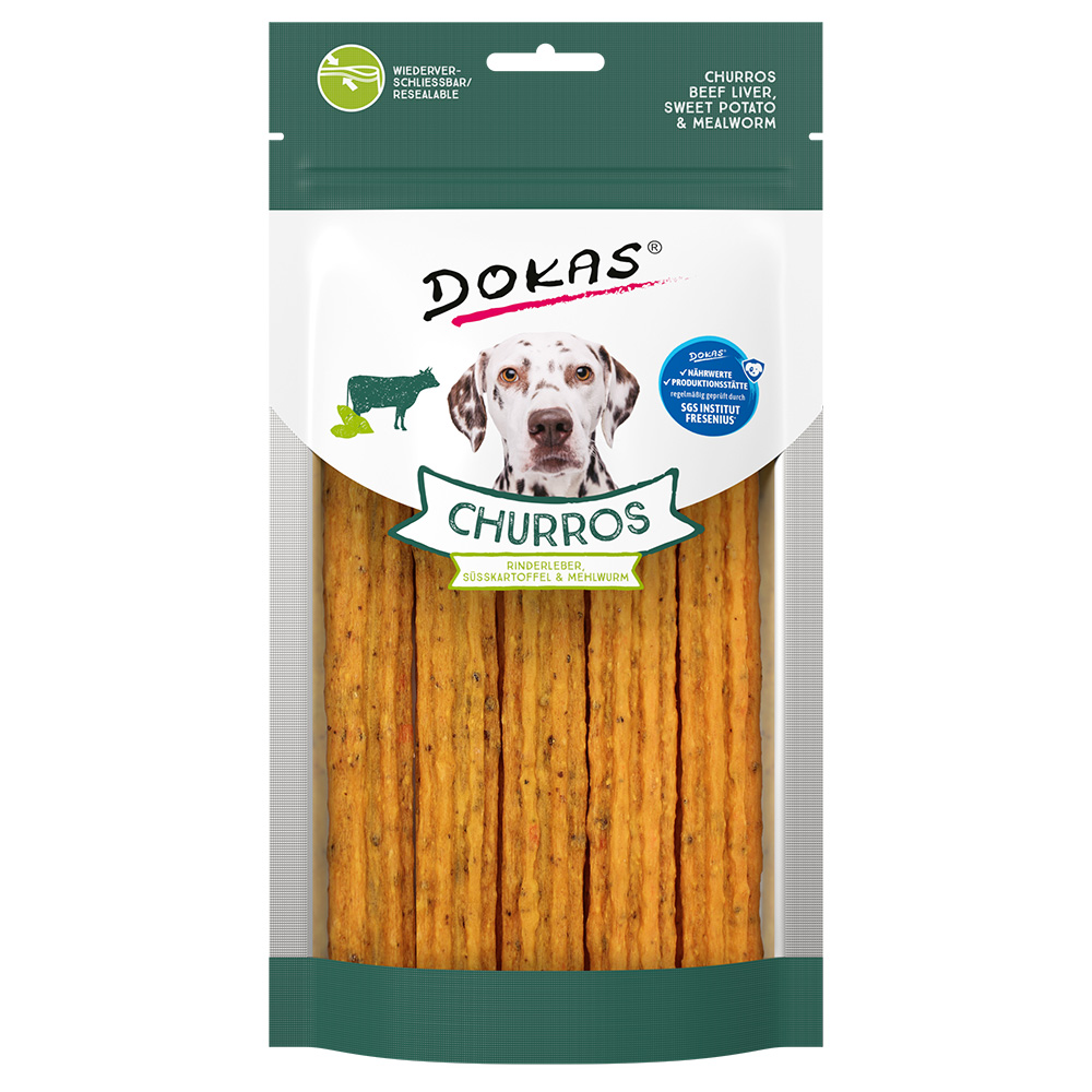 Dokas Churros mit Rinderleber, Süßkartoffel & Mehlwurm - ca. 150 g von Dokas