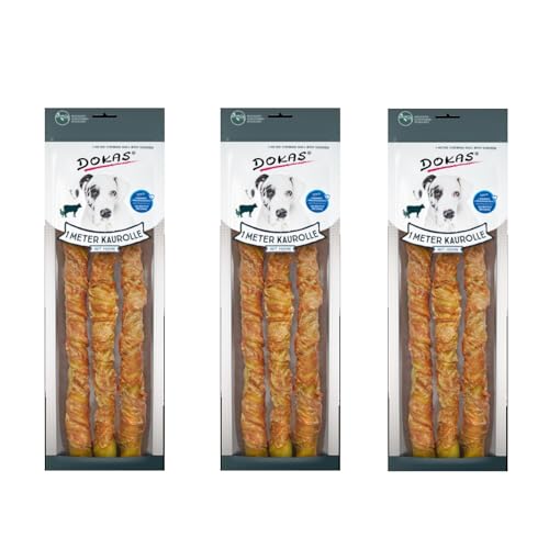 Dokas Dog 1 Meter Kaurolle mit Huhn | 3er Set | 3 x 315 g | Ergänzungsfuttermittel für Hunde | Langzeit-Knabber- und Kauvergnügen aus Rinderhaut mit Hühnerbrustfilet ummantelt Dokas Dog 1 Meter Kaurolle mit Huhn | 3er Set | 3 x 315 g | Ergänzungsfuttermittel für Hunde | Langzeit-Knabber- und Kauvergnügen aus Rinderhaut mit Hühnerbrustfilet ummantelt von Dokas