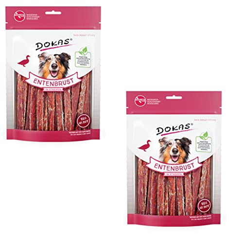 Dokas Dog Entenbrust in Streifen für Hunde - Doppelpack - 2 x 250g von Dokas