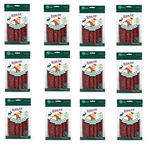 Dokas Dog Hirschfleisch getrocknet für Hunde - 12 x 60g von Dokas