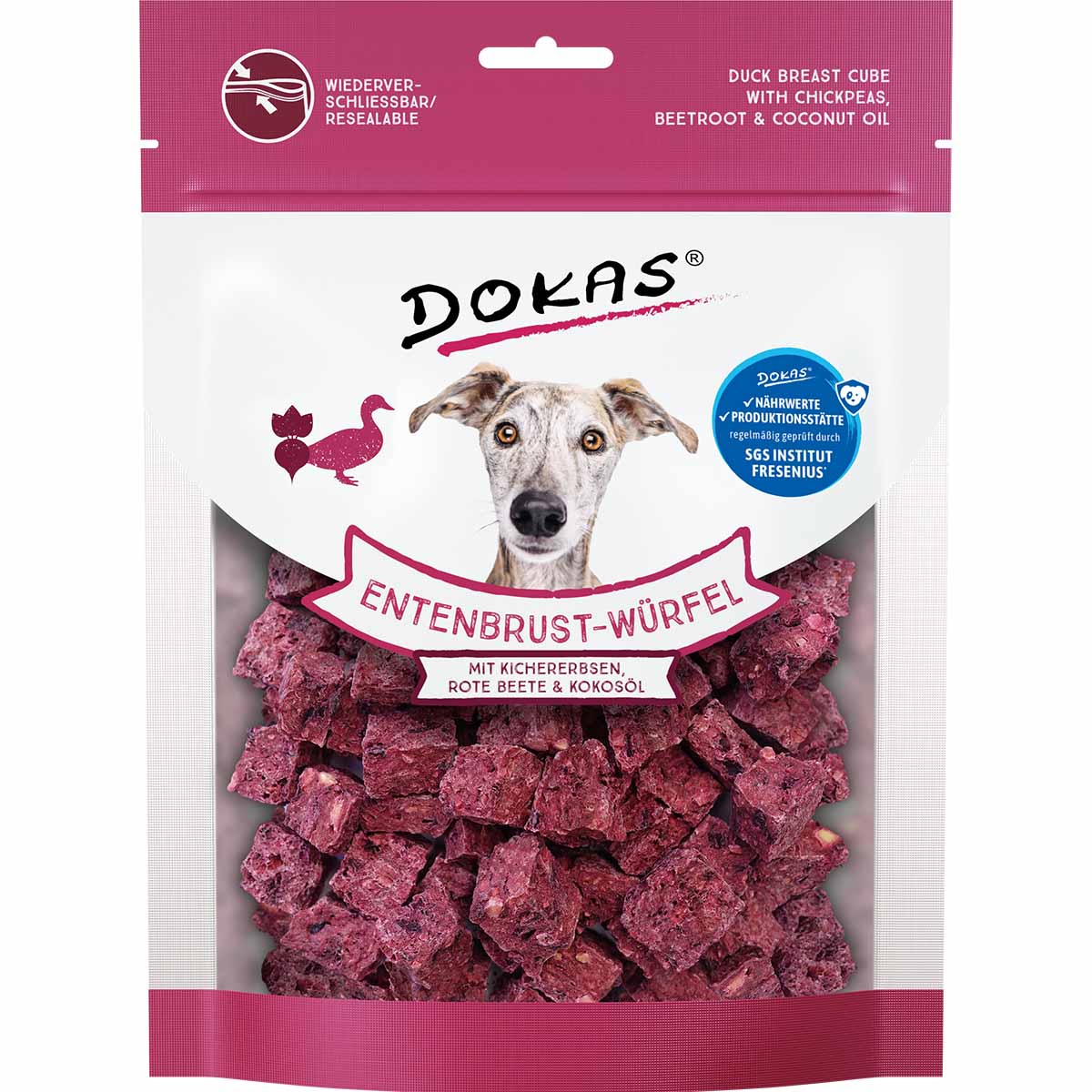 Dokas Entenbrust-Würfel mit Kichererbsen, Rote Beete & Kokosöl 150g von Dokas