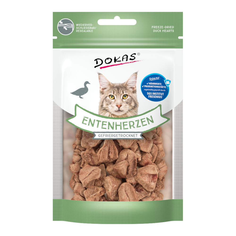 Dokas Entenherzen Gefriergetrocknet für Katzen - 15 g von Dokas