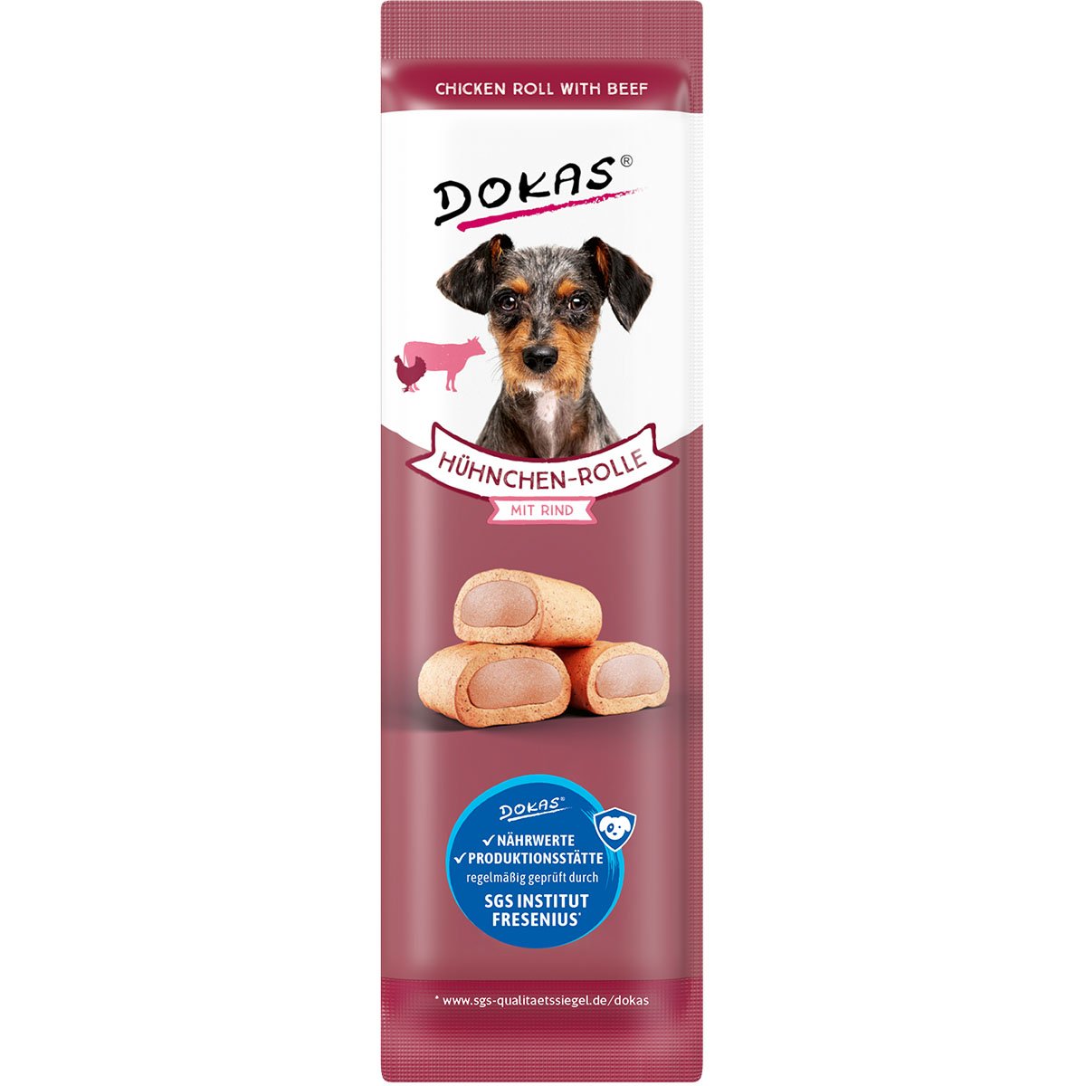 Dokas Hühnchen-Rolle mit Rind 16x10g Dokas Hühnchen-Rolle mit Rind 16x10g von Dokas