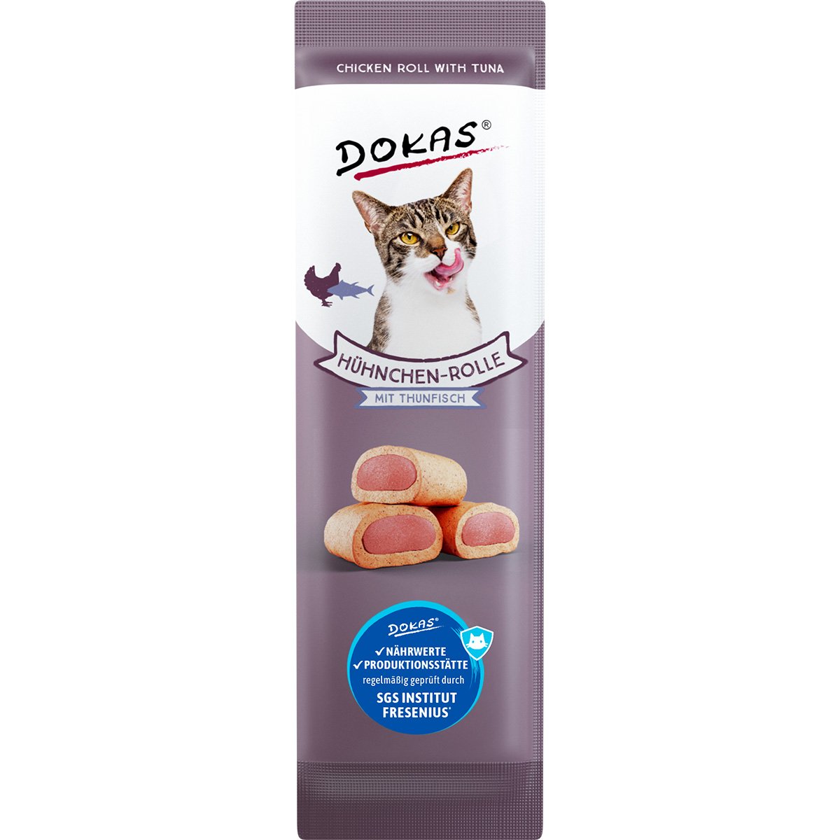Dokas Hühnchen-Rolle mit Thunfisch 8x10g Dokas Hühnchen-Rolle mit Thunfisch 8x10g von Dokas