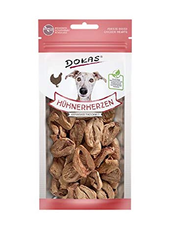 Dokas Hühnerherzen gefriergetr. 22g - Hund Snack, Huhn, 176 Gramm von Dokas